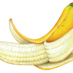 Half peeled banana