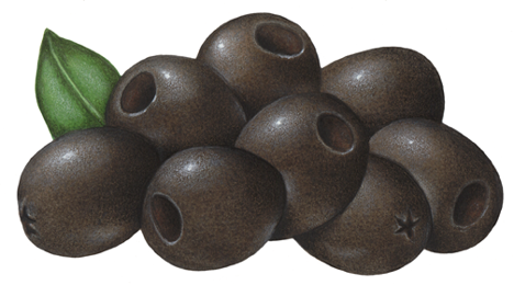 Eight medium pitted black olives