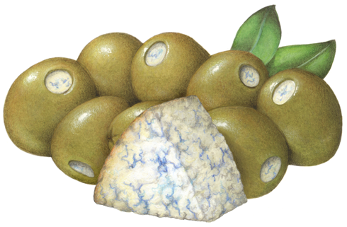 Green Queen olives stuffed with blue cheese