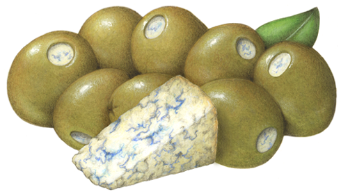 Green Queen olives stuffed with Gorgonzola cheese