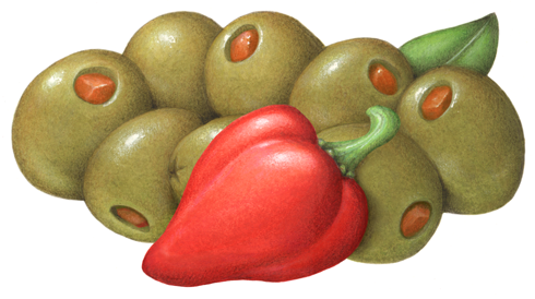 Queen green olives stuffed with pimento