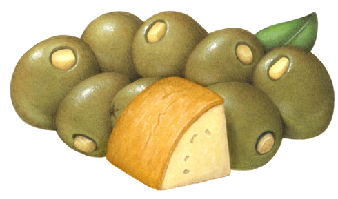 Green Queen olives stuffed with provolone cheese