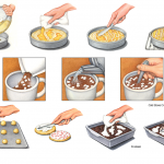 Food preparation illustrations for Krusteaz and Cold Stone Creamery.