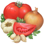 Tomato, onion, garlic and parsley.