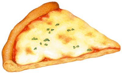 Slice of cheese pizza with sprinkled parsley.