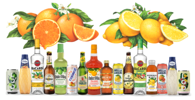 citrus illustrations and samples of beverage packaging by Douglas Schneider.