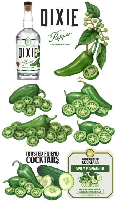 Six illustrations of jalapeno peppers.