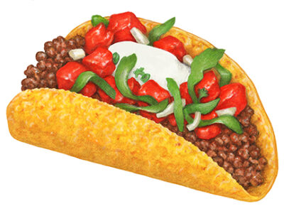 Ground beef taco painting.